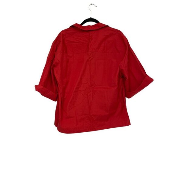 Massimo Dutti Womens Polo Shirt XS Red Relaxed Loose Fit 3/4 Sleeve 5195/557 NWT - Picture 3 of 15